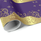 Goudzwellen en donkere Paarse Cadeaupapier (Rol Hoek)