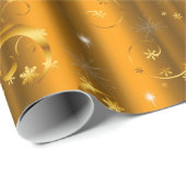 Goudzwellen en sterren Luxueuze kerst Cadeaupapier (Rol Hoek)