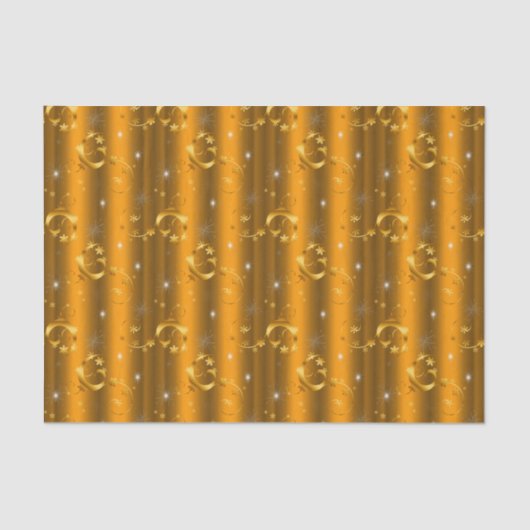 Goudzwellen en sterren Luxueuze kerst Tissuepapier (Voorkant)