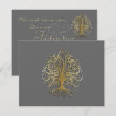 Goudzwijn op grijze bruiloft Kaart #2 (Voorkant / Achterkant)