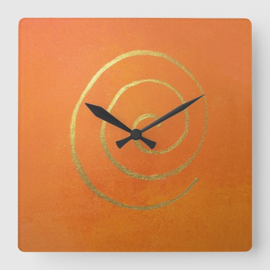 Goudzwijn op Oranje gouden ronddraaiende moderne k Vierkante Klok (Voorkant)