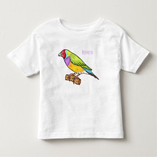Gouldiafinch vogel cartoon illustratie kinder shirts (Voorkant)