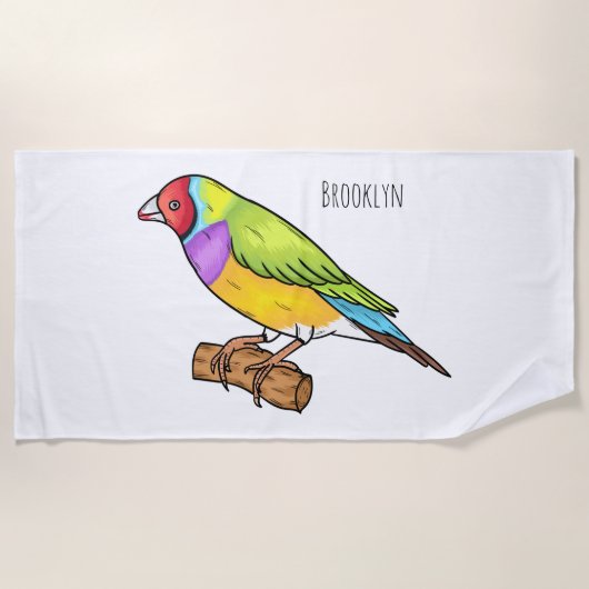 Gouldian finch bird cartoon illustration  strandlaken (Voorkant)