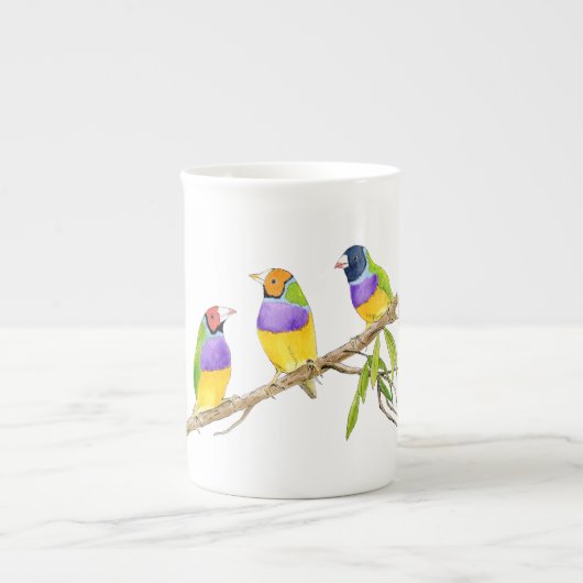 Gouldian Finch Bird Porselein Kop (Voorkant)