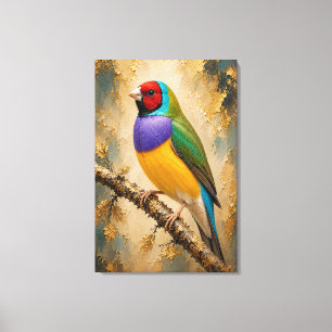 Gouldian Finch Luxe Impasto Canvasprint Canvas Afdruk