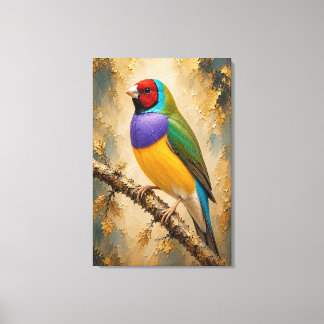Gouldian Finch Luxe Impasto Canvasprint Canvas Afdruk