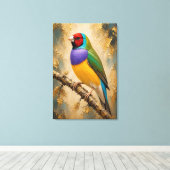 Gouldian Finch Luxe Impasto Canvasprint Canvas Afdruk (Insitu (Houten vloer))