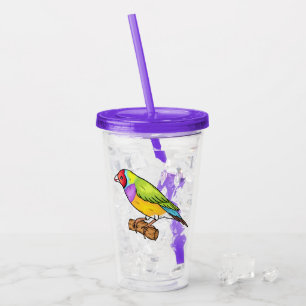 Gouldian finch vogel cartoon illustratie acryl drinkbeker