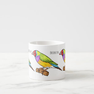 Gouldian vink vogel cartoon illustratie espresso kop