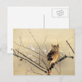 Goun Owl met Early Plum Blossom Woodblock Briefkaart (Voorkant / Achterkant)