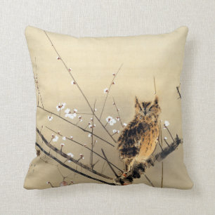 Goun Owl met Early Plum Blossom Woodblock Kussen