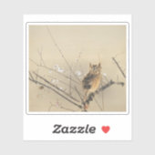 Goun Owl met Early Plum Blossom Woodblock Sticker (Vel)