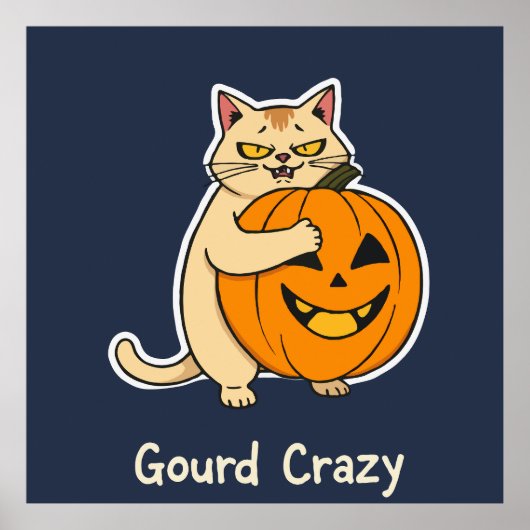 Gourd Crazy geobsedeerde kat knuffelen Jack-o'-Lan Poster (Voorkant)