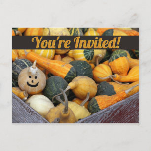 Gourd Harvest Party Invitation Briefkaart glimlach