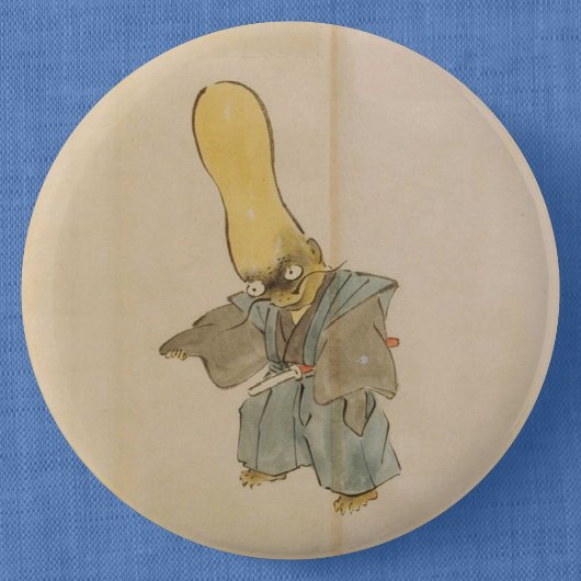 Gourd-Headed Yokai zwaardsman (wedloop) Ronde Button 5,7 Cm