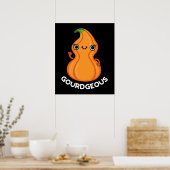 Gourd of Funny Gourd Veggie Pun Dark BG Poster (Keuken)