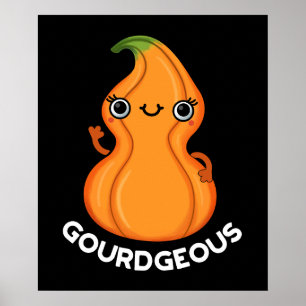 Gourd of Funny Gourd Veggie Pun Dark BG Poster