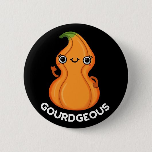 Gourd of Funny Gourd Veggie Pun Dark BG Ronde Button 5,7 Cm (Voorkant)