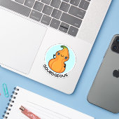 Gourd-schandaal Funny Gourd Veggie Pun Sticker (Laptop met iPhone)
