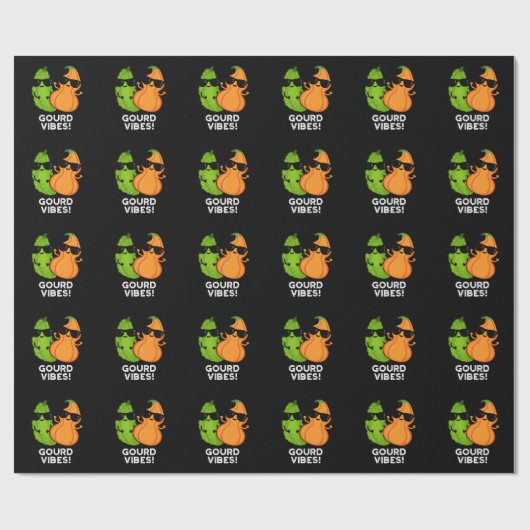 Gourd Vibes Funny Veggie Pun Dark BG Cadeaupapier (Vlak)