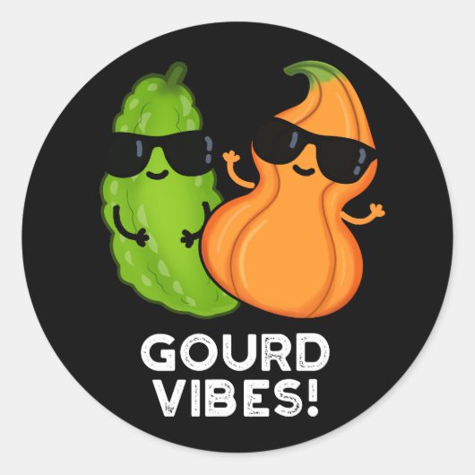 Gourd Vibes Funny Veggie Pun Dark BG Ronde Sticker (Voorkant)
