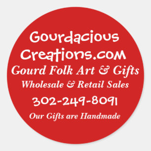 Gourdacious, Creations.com, Gourd Folk Art &... Ronde Sticker