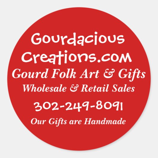 Gourdacious, Creations.com, Gourd Folk Art &... Ronde Sticker (Voorkant)