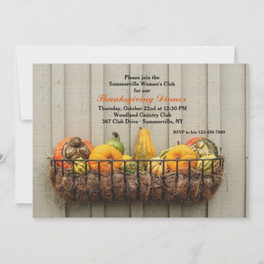 Gourds Thanksgiving Invitation Kaart (Voorkant)