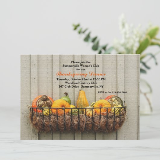 Gourds Thanksgiving Invitation Kaart (Staand voorkant)