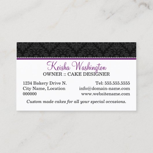 Gourmet Cake Bakery Visitekaartje (Achterkant)