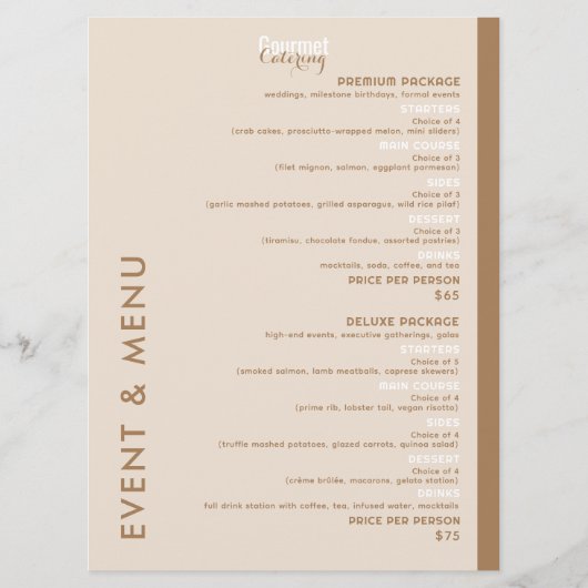 Gourmet Catering Flat Menu (Achterkant)