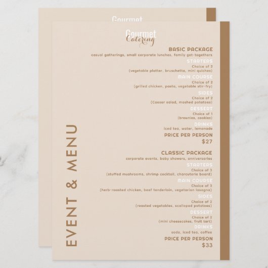 Gourmet Catering Flat Menu (Voorkant / Achterkant)