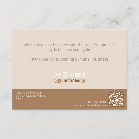 Gourmet Catering Pakket Insert Kaart (Achterkant)