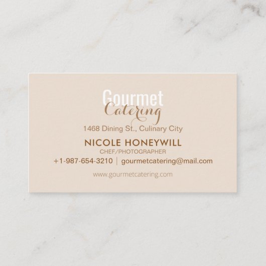 Gourmet Catering Visitekaartje (Achterkant)