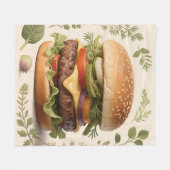 Gourmet Cheeseburger Illustratie Fleece Deken (Voorkant (Horizontaal))