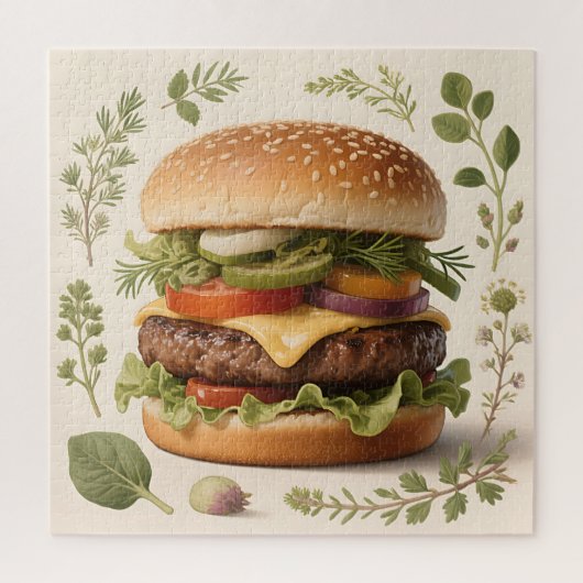 Gourmet Cheeseburger Illustratie Legpuzzel (Verticaal)
