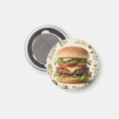 Gourmet Cheeseburger Illustratie Magneet (Voorkant / Achterkant)