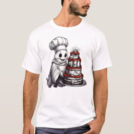 Gourmet Chef Ghost met Spooky Skull Cake Halloween T-shirt