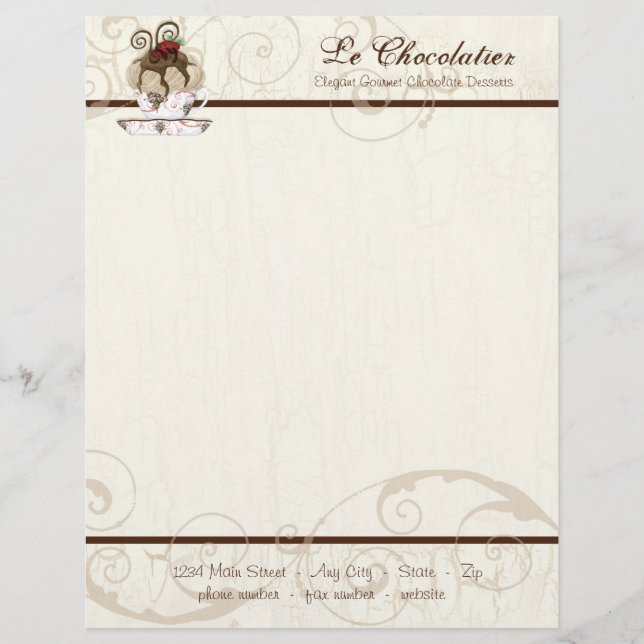 Gourmet Chocolate Mousse Business Cream Stationery Briefhoofd (Voorkant)