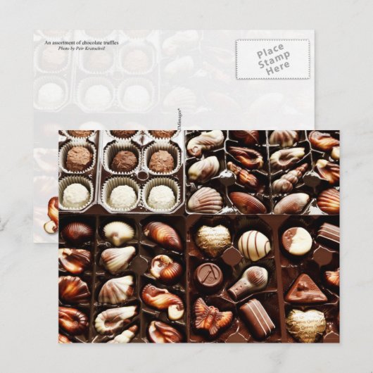 Gourmet Chocolate Truffels, in vorm Briefkaart (Voorkant / Achterkant)