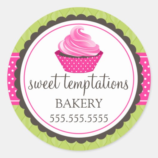Gourmet Cupcake Bakkerij Box Seals Ronde Sticker (Voorkant)