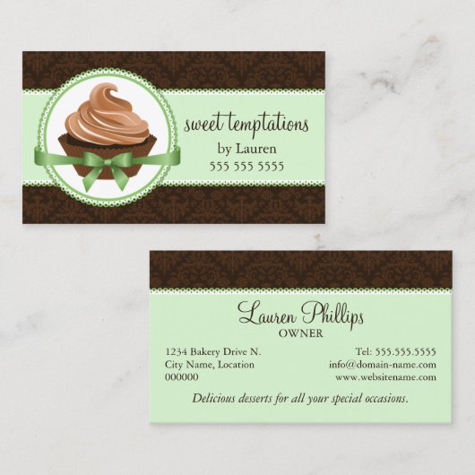 Gourmet Cupcake in Mint Bakery Visitekaartje (Voorkant / Achterkant)