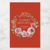 Gourmet Delights Elegant Bloom Waterverf Bloemen Wijn Etiket (Enkel label)