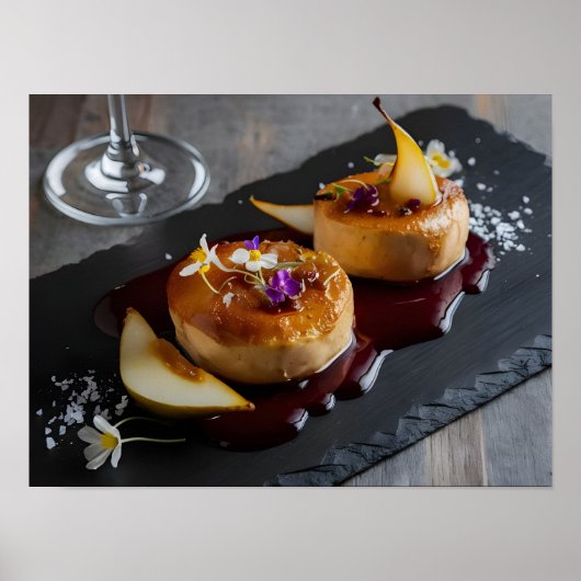 Gourmet Foie Gras met Rode Wijn Reductie Poster (Voorkant)