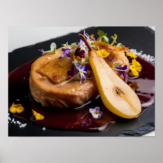 Gourmet Foie Gras met Rode Wijn Reductie Poster (Voorkant)