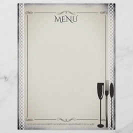 Gourmet food and wine diner party menu letterhead