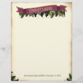 Gourmet food and wine prosting menu letterhead (Voorkant)