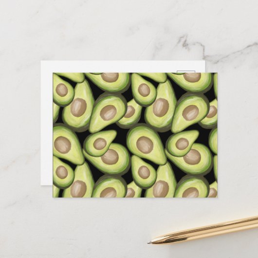 Gourmet Fresh Cut Vegan Avocado Pattern Briefkaart (Voorkant / Achterkant in situ)