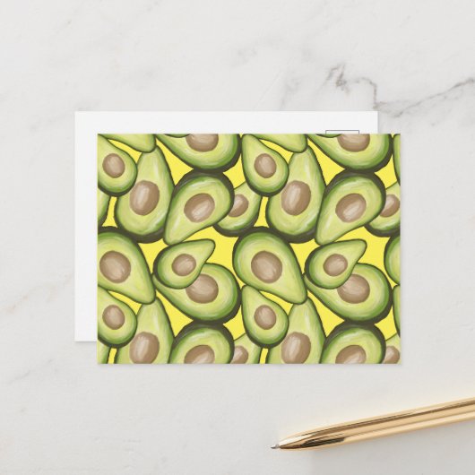 Gourmet Fresh Cut Vegan Avocado Pattern Briefkaart (Voorkant / Achterkant in situ)