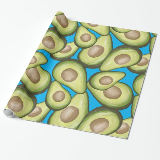 Gourmet Fresh Cut Vegan Avocado Pattern Cadeaupapier (Uitgerold)